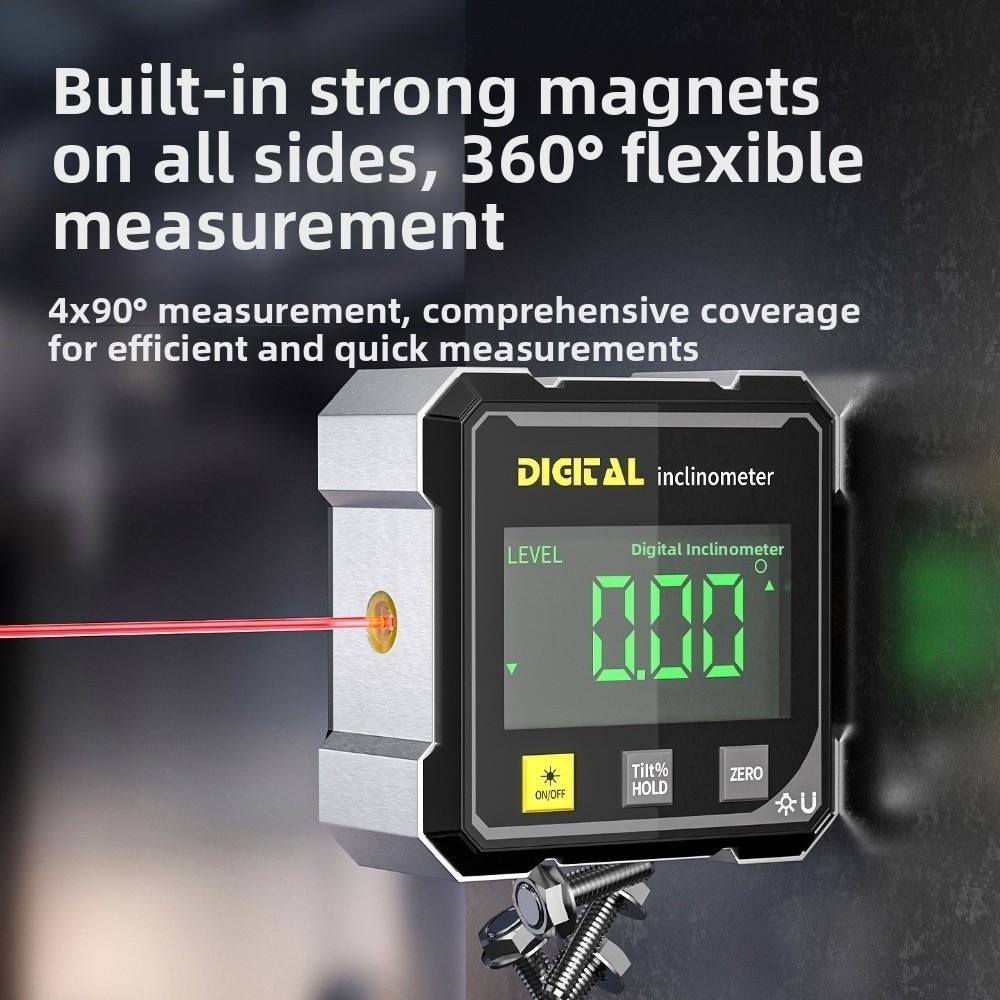 Industrial Laser Level - Four Sided Display Angle Gauge Digital