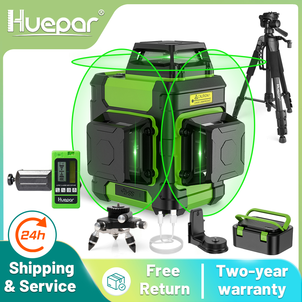 Industrial Laser Level - Huepar 3x360° Laser Level Green Beam
