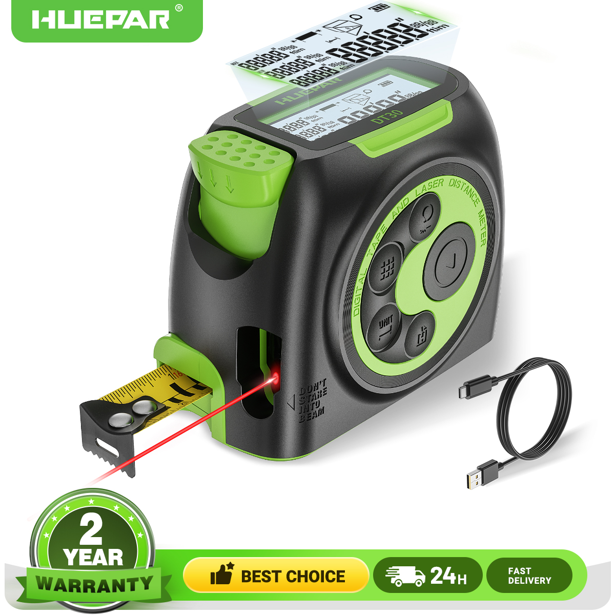 Industrial Laser Rangefinder - Huepar Digital 60M 197ft Laser Measuring