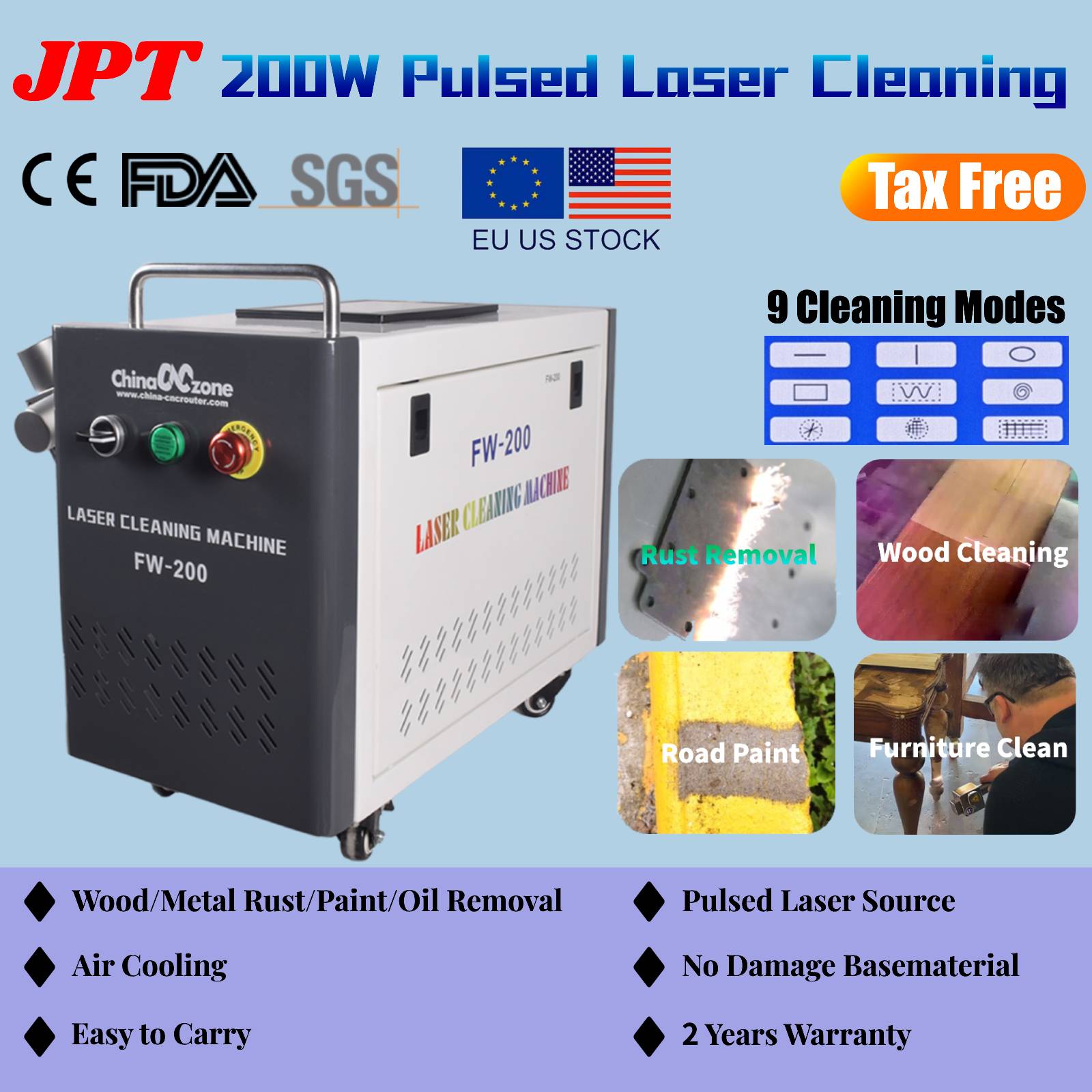 Industrial Laser Cleaner - JPT 200W Pulsed Laser Cleaning Machine