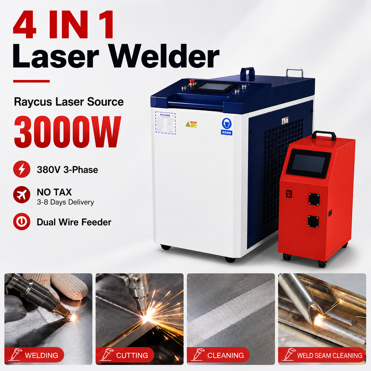 Industrial Laser Welding Machine Hand Held - Raycus 3000W 4 IN 1 Fiber