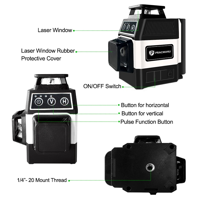 Pracmanu Mini 12 Lines 3D Lase - Industrial Laser Level のレビューと価格