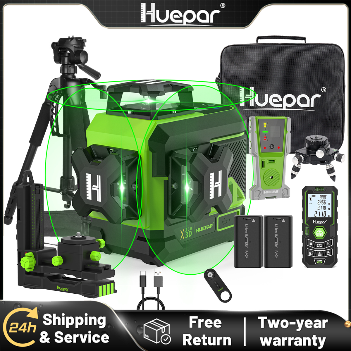 Huepar 3D Cross Line Laser Lev - Industrial Laser Level のレビューと価格